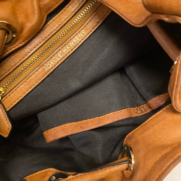 Joelle Hawkens Soft Smooth Caramel Color Leather Drawstring Bucket Bag - Picture 11 of 16